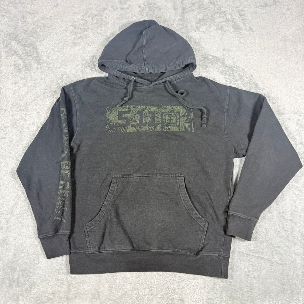 5.11 Tactical Mens Medium Hoodie Black Topographic Graphic Pullover Sweatshirt